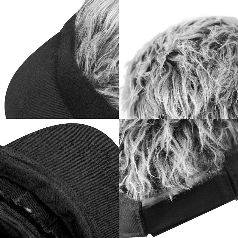 GREUS Funny Wig Baseball Cap, Novelty Faux Hair Visor Hat, Crazy Fuzzy Hair Cap for Outdoor Sports, Halloween Party, Costume - Image 5